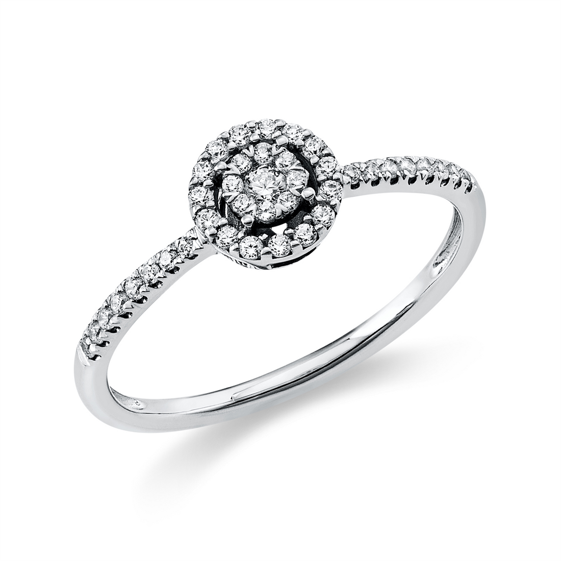 Halo Diamantring mit 40 Brillanten und 0,20 ct