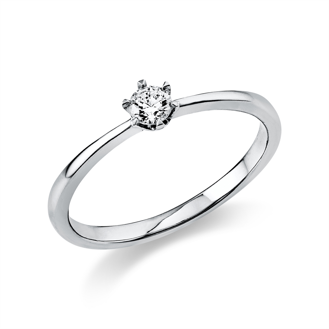 Solitär-Verlobungsring 0,15 ct – 750 Weißgold