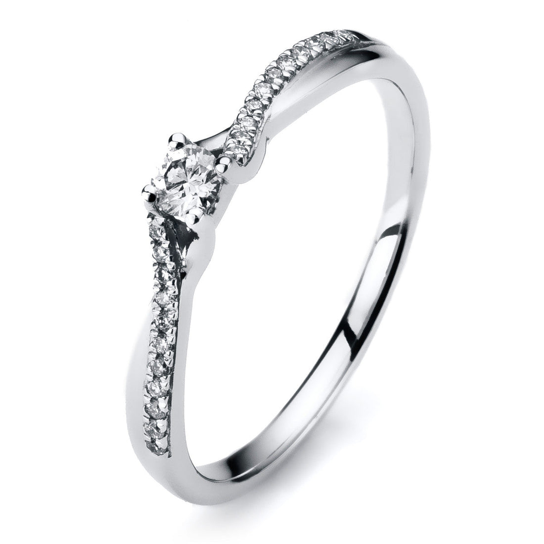 Verlobungsring mit Diamantbesatz 0,16 ct – 585 Weißgold